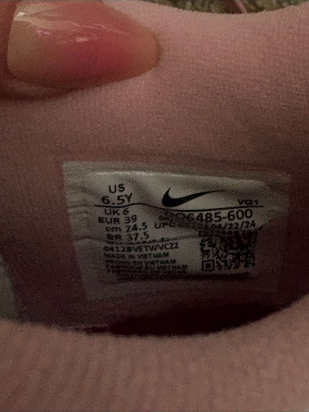 Nike Women's Pink Glaze and White Low-Top Sneakers 6.5 y = 8 women’s - Picture 8 of 10